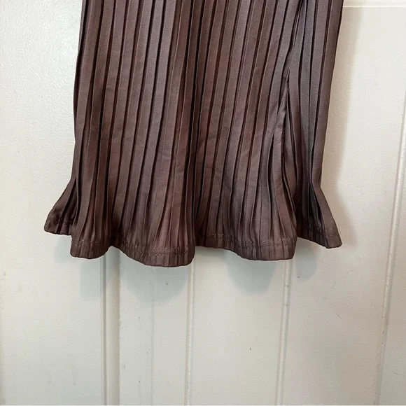 Love Cameron LA Light brown Wide Leg Ruffled Stretchy Pants High Waist Pull On - Picture 6 of 10
